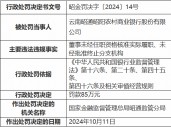 云南昭通昭阳农村商业银行被罚85万元：董事未经任职资格核准实际履职、未经批准终止分支机构