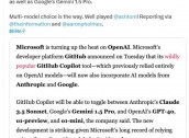 直接和OpenAI抢用户？微软的GitHub AI助手引进Anthropic和谷歌模型选择