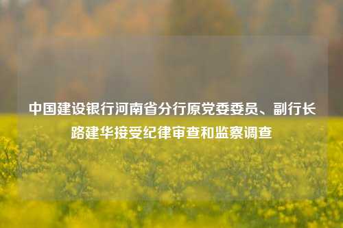 中国建设银行河南省分行原党委委员、副行长路建华接受纪律审查和监察调查