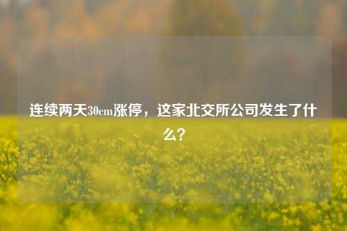 连续两天30cm涨停，这家北交所公司发生了什么？