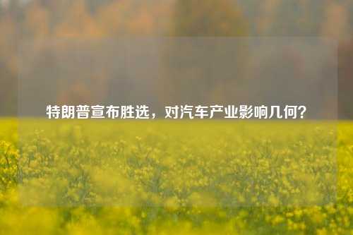 特朗普宣布胜选，对汽车产业影响几何？