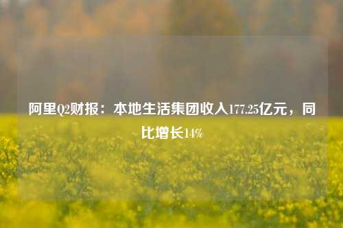 阿里Q2财报：本地生活集团收入177.25亿元，同比增长14%