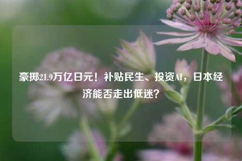 豪掷21.9万亿日元！补贴民生、投资AI，日本经济能否走出低迷？