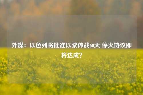 外媒：以色列将批准以黎休战60天 停火协议即将达成？