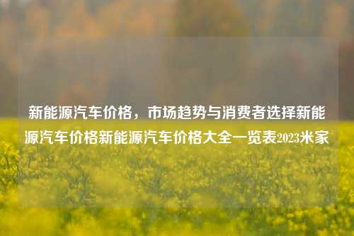 新能源汽车价格，市场趋势与消费者选择新能源汽车价格新能源汽车价格大全一览表2023米家