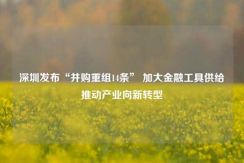 深圳发布“并购重组14条” 加大金融工具供给推动产业向新转型