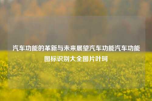 汽车功能的革新与未来展望汽车功能汽车功能图标识别大全图片叶珂