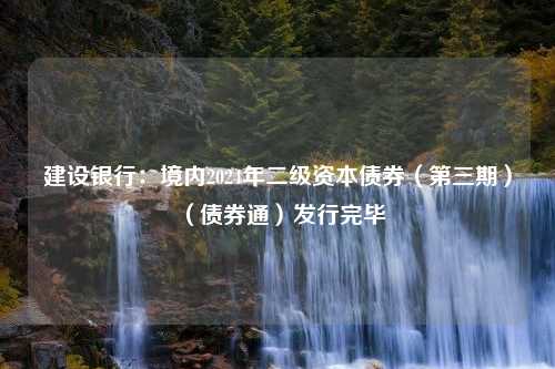 建设银行：境内2024年二级资本债券（第三期）（债券通）发行完毕